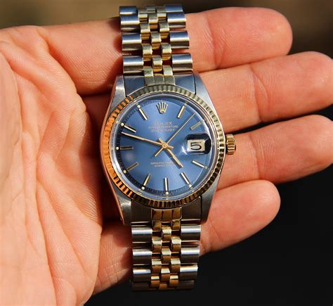 2 tone blue face rolex|two tone rolex date just.